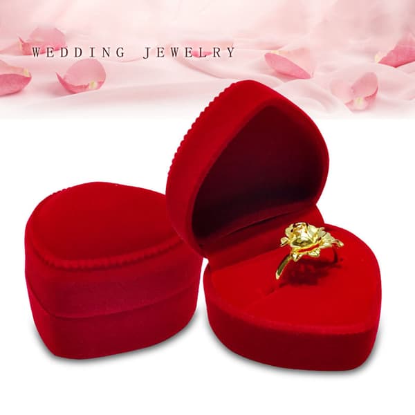 Red Love Single Ring Box Hänge Box Ring Organizer Smycken Presentförvaring för bröllopsförslag Förlovningsceremoni