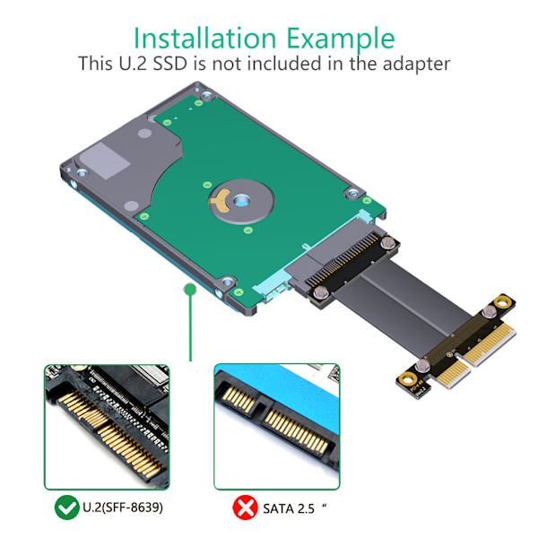 U2 gränssnitt SFF-8639 ( U.2 ) till för M.2 NVMe NGFF för nyckel för M nyckel-M M2 Adapter Riser Card Ribbon Förlängningskabel