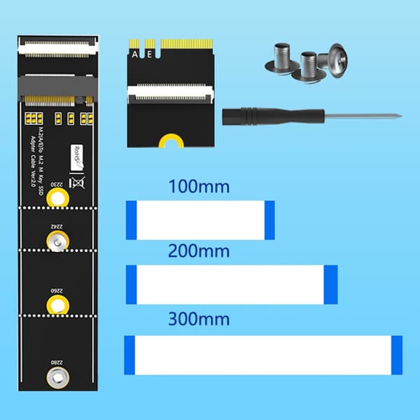M.2 Key M -sovitin 64 Gbps nopea M.2 Key M - Key A+E -jatkokaapeli