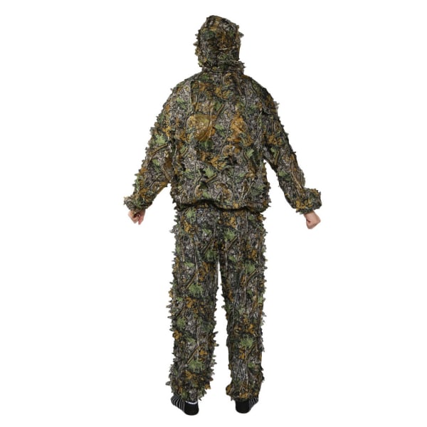 3D Ghillie Suit Kamouflage Kläder Jungle Suit Träningsblad Kläder Jaktdräkt Byxor Huva för jacka Tvådelad L