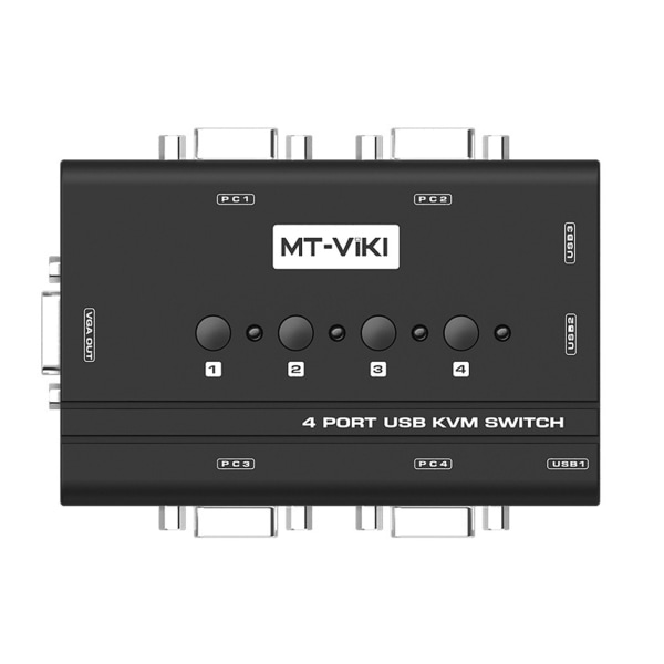 MT460KL 4-portar USB KVM-switch Manuell Switcher Selector Box Control 4 PC med ett tangentbord Mus Monitor med 4 kablar