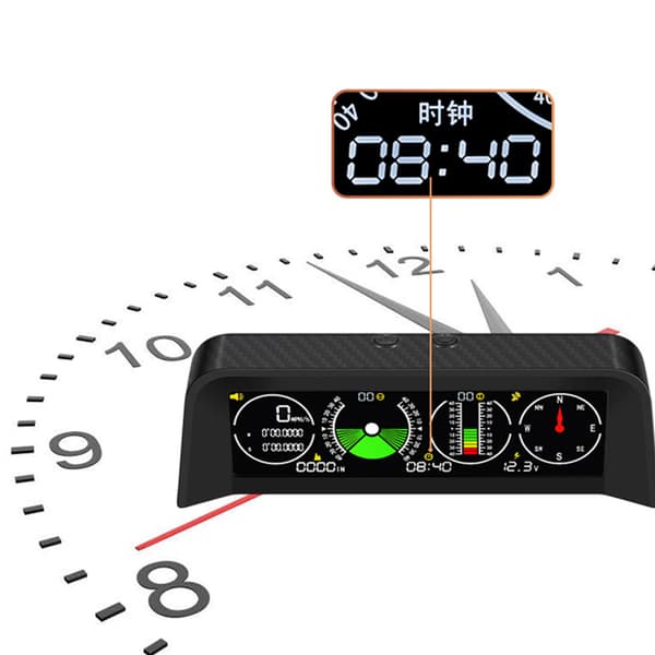 Digital Inclinometer Alarm Hastighet Bilkompass med LCD Head-Up Display