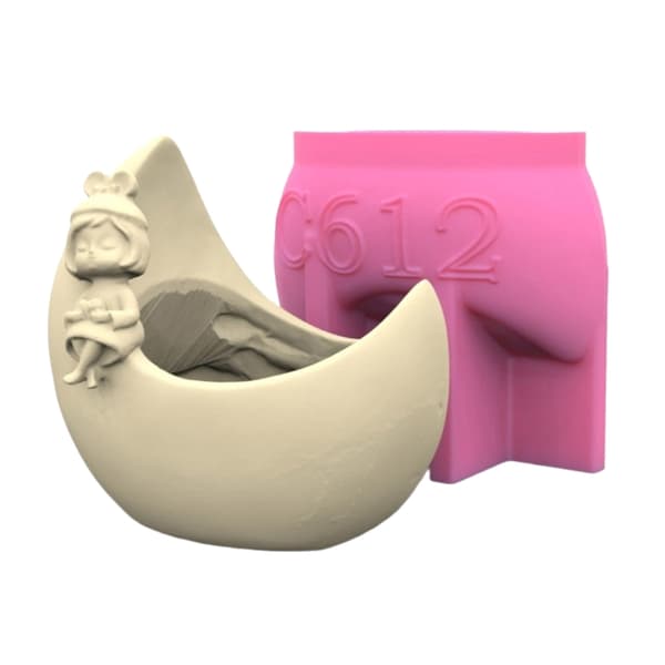 Unik silikoneform 3D blomsterpotter forme Månepigeformede penneholderforme