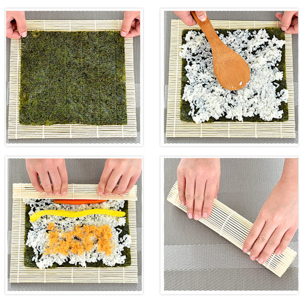 Bambu rullmatta DIY Onigiri Rice Roller Bambu Sushi rullmatta för nybörjare