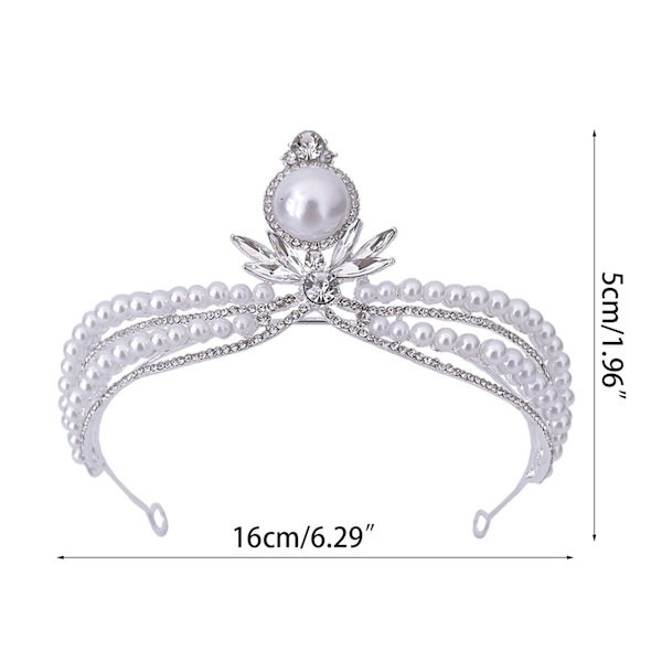 Kvinnor Pearl Crown Queen Crown Girl Princess Födelsedag Crown Brud Håraccessoarer Halloween Klänning Tiara Queen Crown