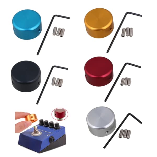 Elektrisk gitarr Effekt Pedal Toppers Gitarr Effekt Fot Spik Cap med insatsskruvar Gitarr Effekt Make Cap Metallknappar Blue