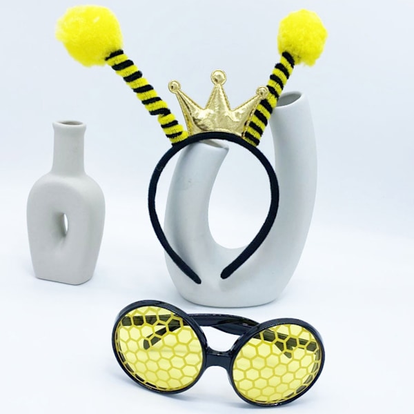 Cartoon Bee Shape Hair Hoop& Funny Sunglasses Halloween Rave Party Headwear 1