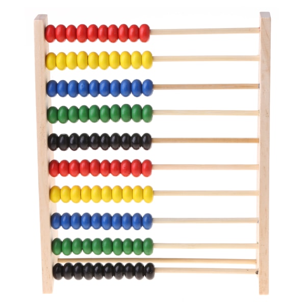 Trä Abacus 10-rads färgglada pärlor Räkna barn matematik Lärande pedagogisk leksak