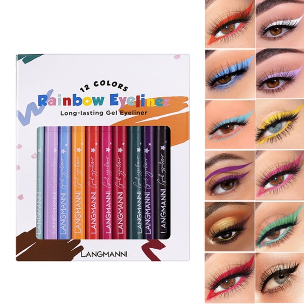 12 färger matt eyeliner Pen Långvarig vattenfast eyeliner makeup kosmetiskt verktyg för kvinnor flickor Multi colored