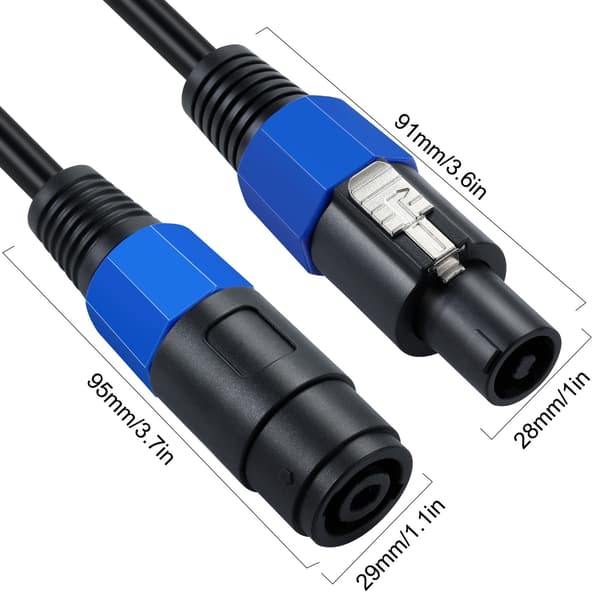 Pålitlig Speakon-adapter 1 hane till dubbel hona högtalardelarkabel