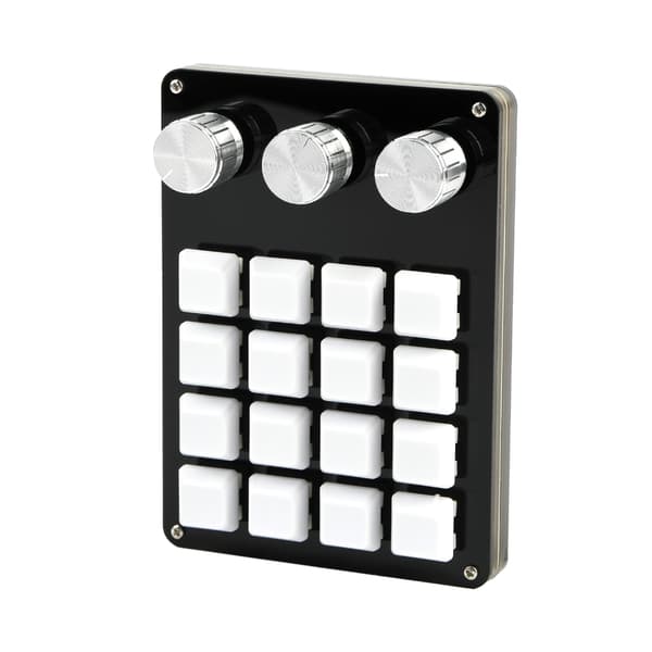 Bærbart Mini-Tastatur med 16 Taster, 3 Programmerbare Knotter, Avtakbar USB-Bakgrunnsbelysning