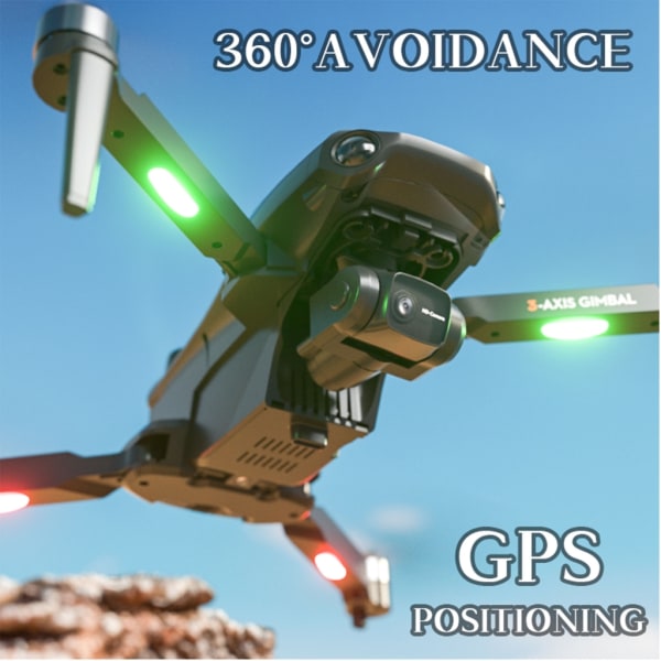 GPS Drönare 8K Professionell Aerial 3-axlig Gimbal Borstlösa Hinder Undvikande Drönare Borstlösa Quadcopter RC Drones Leksak Dual battery