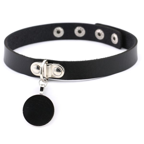 Hip Hop Sirkulært Anheng Choker Goth Justerbart Kragebenskjede Lær Torques Rundt Halskjede Ins Choker Krage for Jente