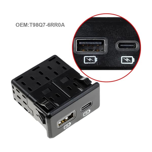 Liten USB-ladeadapter for bil, USB-ladestasjon i plast