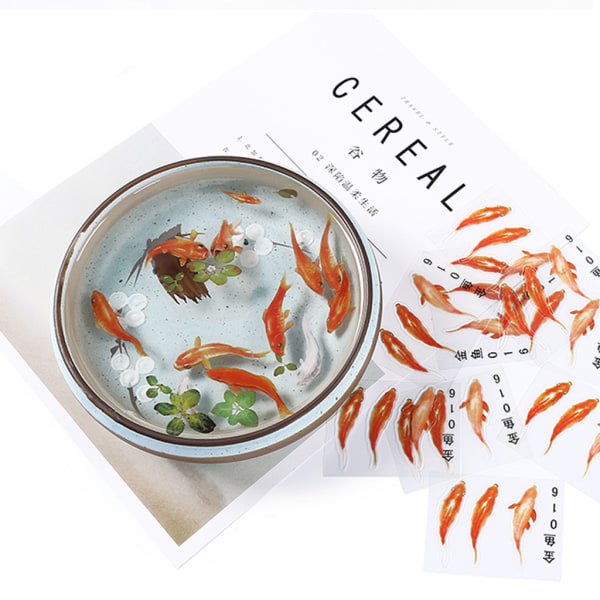 10 st 3D äkta guldfisk genomskinlig filmklistermärke för harts DIY-målning smyckenstillverkning