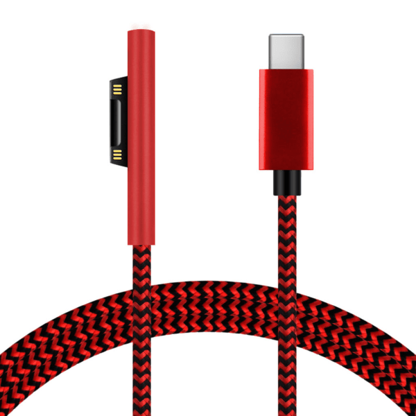 1,8 m USB Type-C power adapter 15v 3A Pd snabbladdningskabel Lämplig för Microsoft- Surface Pro 3 4 5 6 7 Red