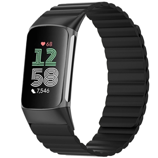 Andningsbar magnetrem kompatibel för laddning 6/5 Smartwatch Vattentät fashionabelt bälte Mjukt armband Armbandsögla Black