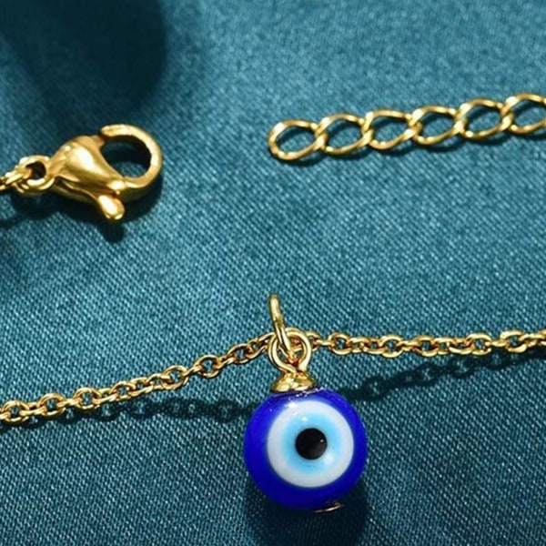 Rund droppform för onda ögat hängsmycke Halsband Guld/silver kedja Turkisk skydda Lucky halsband för kvinnor män presenter Gold