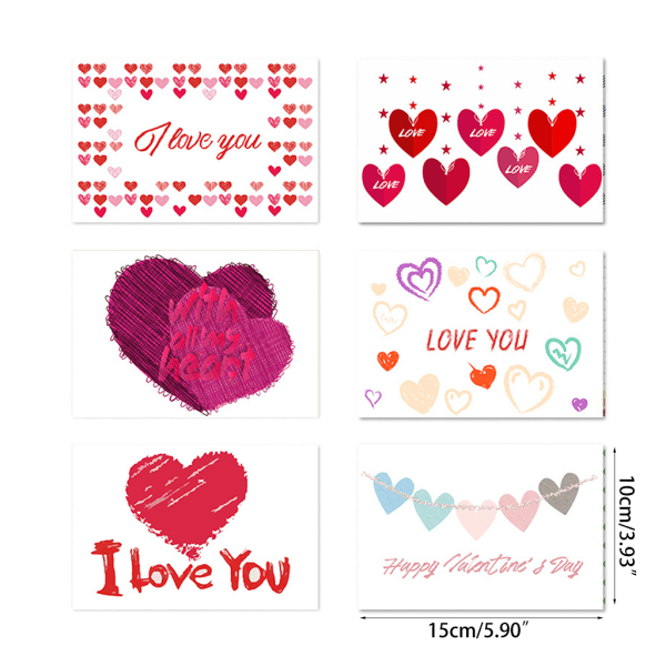 6st/ set Alla hjärtans dag gratulationskort med kuvert klistermärken jag älskar dig kort