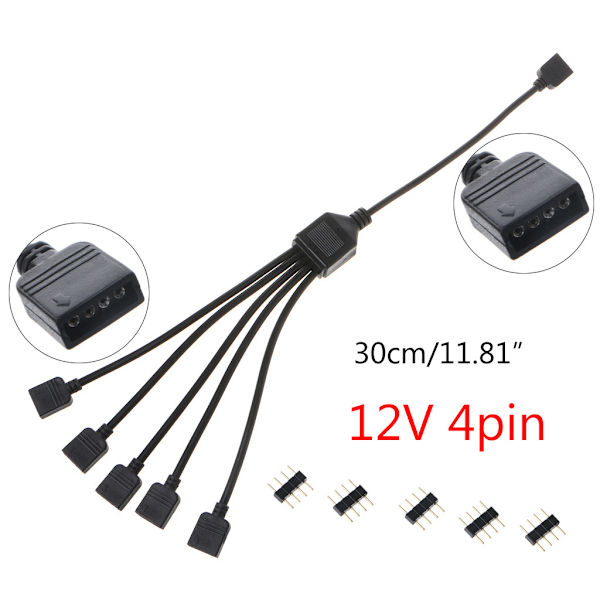 12V 4-stifts datormoderkortsförlängningskabel RGB-gränssnittskontakt Hub RGB splitterkabel för datorchassi A