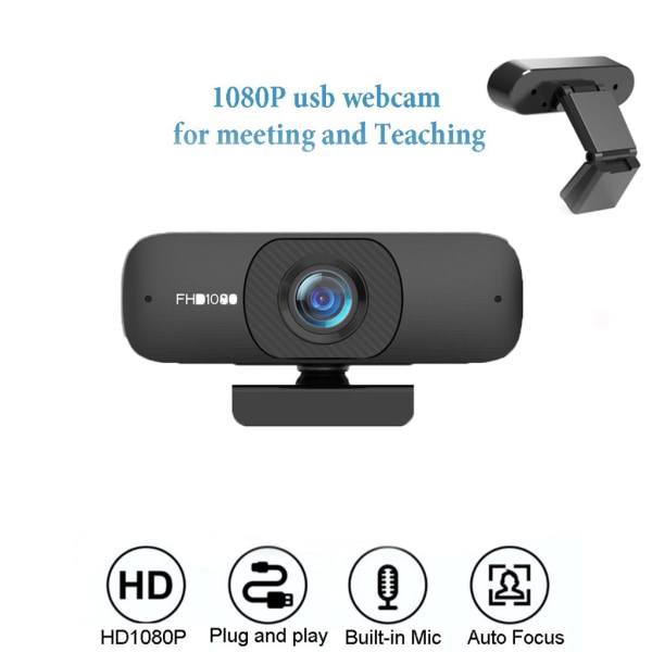 1080P/2K 90° vidvinkelwebbkamera med mikrofon och cover Free Drive Autofokus Datorkamera för videosamtal & inspelning 2K