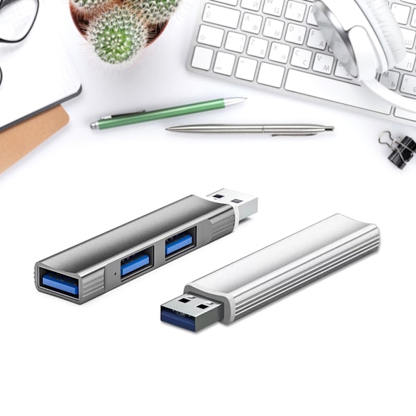 Aluminium USB Hub 3 Port USB 3.0 Adapter Extension USB 2.0 Dock Station UltraSlim Portable Data Hub USB Splitter Gray
