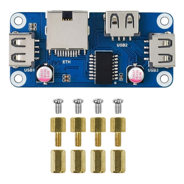 til Raspberry Pi Zero Serien Ethernet / USB HUB BOX ETH/USB HUB HAT (B) 1 x RJ45, 3 x USB 2.0