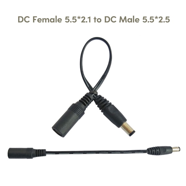 5V-12V DC5,5 x 2,1 mm till DC2,5x0,7 mm/3,5x1,35 mm/4,0x1,7 mm/4,8x1,7 mm/5,5x2,5 mm Power hona till hane adaptersladd 2.5x0.7mm