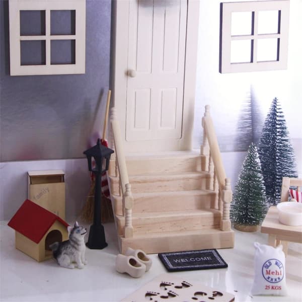 Dukkehuse Miniature Træ Trappe Møbler Scene Dekoration Samlerobjekt
