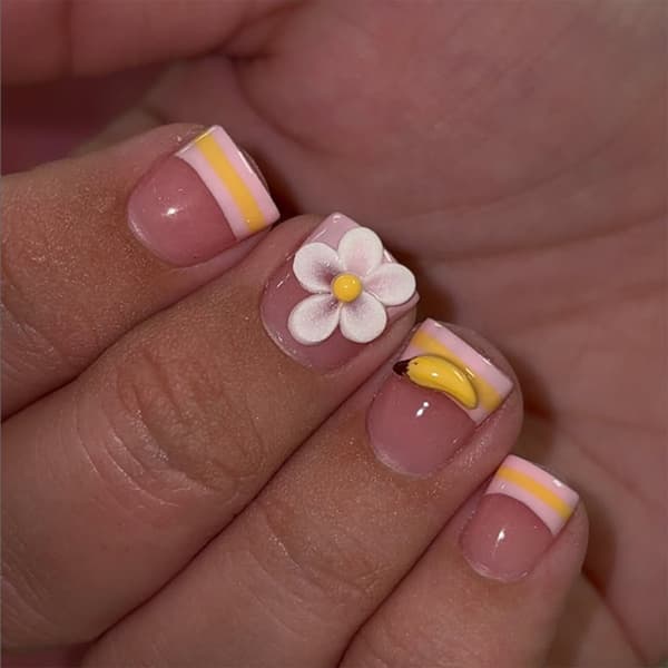 Daily Style Press On Manikyrset med Blomsterfrukt Franskt Tema