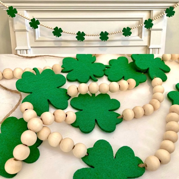 Filt Shamrock Clover Garland för Banner Patrick's Day för Banner Decorations Bun