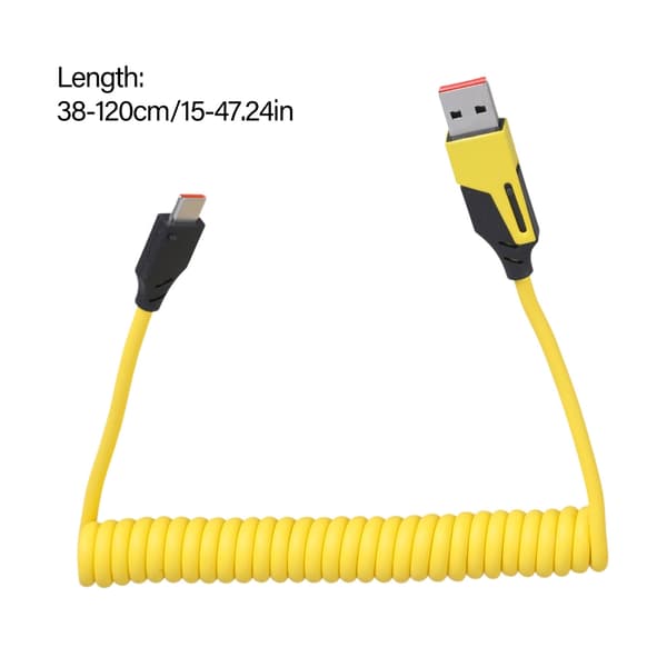 Rask Type C+USB til Type C Uttrekkbar Data Synkroniseringskabel Ledning 65W Lading