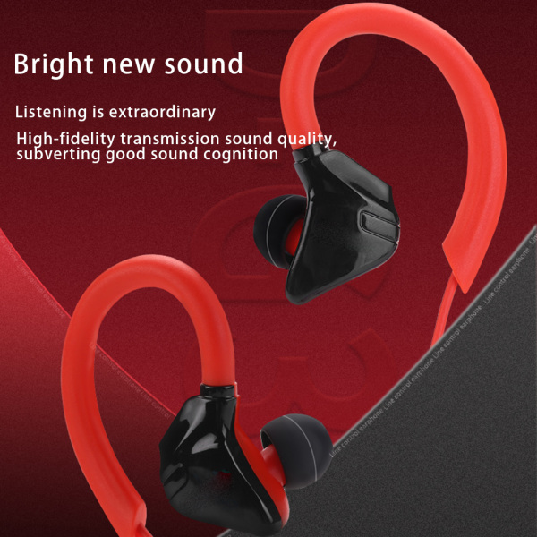 Sporthörlurar med MIC HIFI 3,5 mm In Ear-hörlurar Ear Hook Headset Brusreducerande hörlurar för olika för Smart P Red