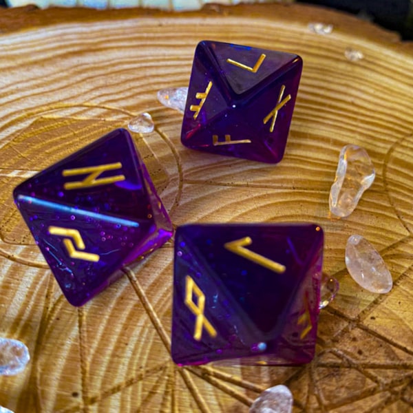 3 st Hartstärningar Set 8-sidiga Runtärningar Resin Assorted Polyhedriska tärningar Set Polyhedrisk Divination Bordstavla Tärning Purple