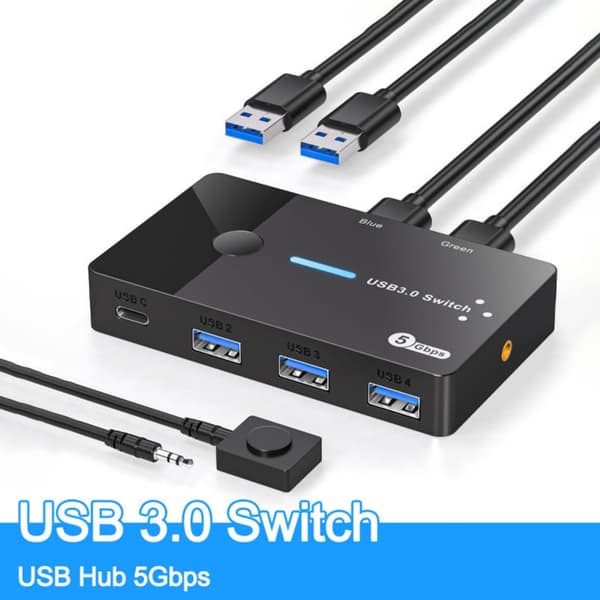 USB KVM-bryter 2 datamaskiner deler 4 USB3.0-brytervelger for PC-bærbar datamaskin