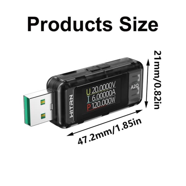 A2Q USB Voltmeter Testare USB Strömanalysator Underhåller Enheter med Låg Ström