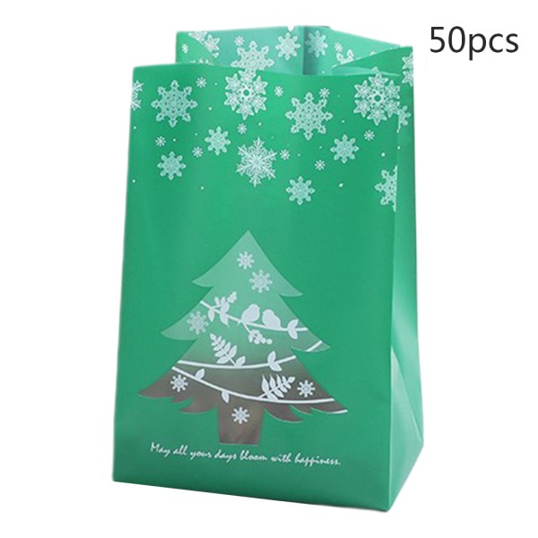 50 st jul plast godispåse Snowflake Xmas Tree Cookies Förpackningsdekor Red