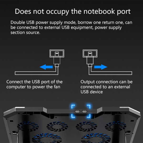 Gaming Notebook Cooler Radiator RGB Laptop Kylplatta Super Mute 6 LED-fläktar Kraftfullt justerbart stativ för MC Q8