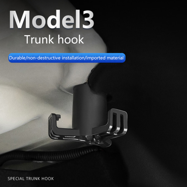 Trunk Livsmedelsväska Krok för Tesla Model 3 Tillbehör Handväskor Kappor Shoppingväskor Hängare Organizer Hållare