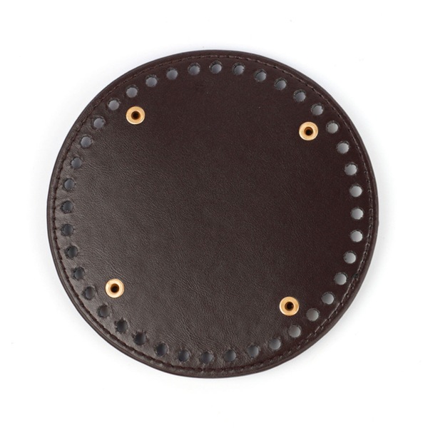 Rund bottenväska PU-läder Botten Shaper Pad för väskor Kuddbas med naglar för DIY-väska Axelväskor Handväska Dark brown