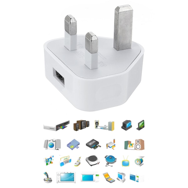 UK Type-C USB -laddare 5V1A Vägg 3-stifts power UK Travel Adapter Plug Replacement for Mobile Phones