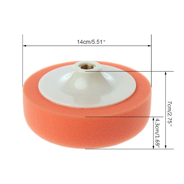 15 cm (6 tommer) Auto Bil Polering Poleringspude Svamp Hjul Voksning Orange