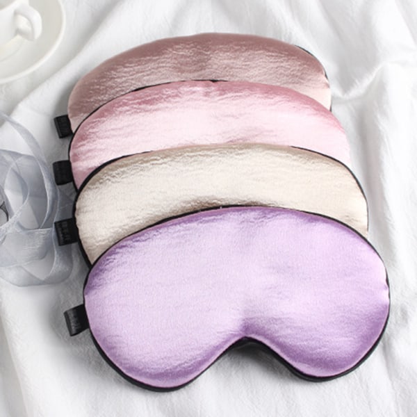 Unisex Satin Silky Sleep Eye Mask Glitter Shimmer Solid Color Travel Portable Ad Champagne gold