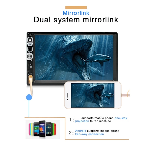 Auto Audio System Bilradioafspiller LCD Bluetooth Audio & Håndfri Opkald