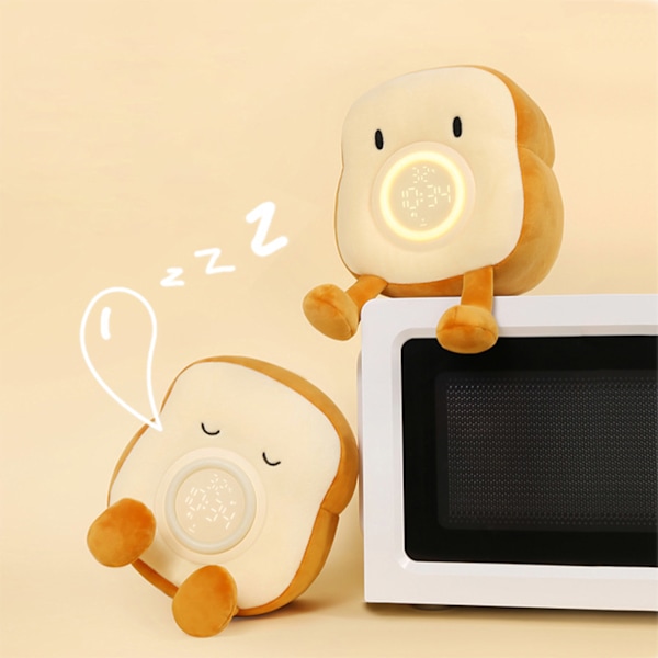 Cartoon Plysch Toast Väckarklocka för Creative LED Digital Klocka Barn Desktop Elektronisk klocka med vibrationsfunktion A