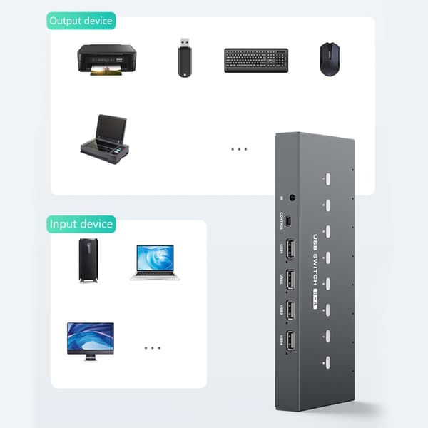 Manuel printerdelingsenhed USB Otte computere deler 4 USB 8 ind 4 ud skift