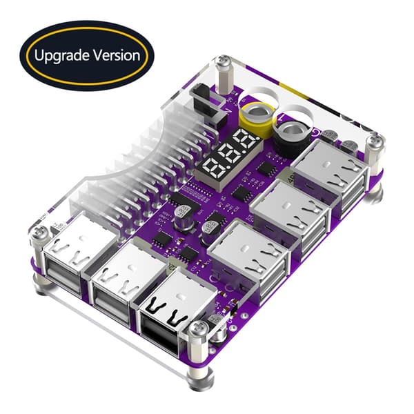 12 Port USB 2.0 24Pin Strömförsörjnings Breakout-kort Strömmoduladapter