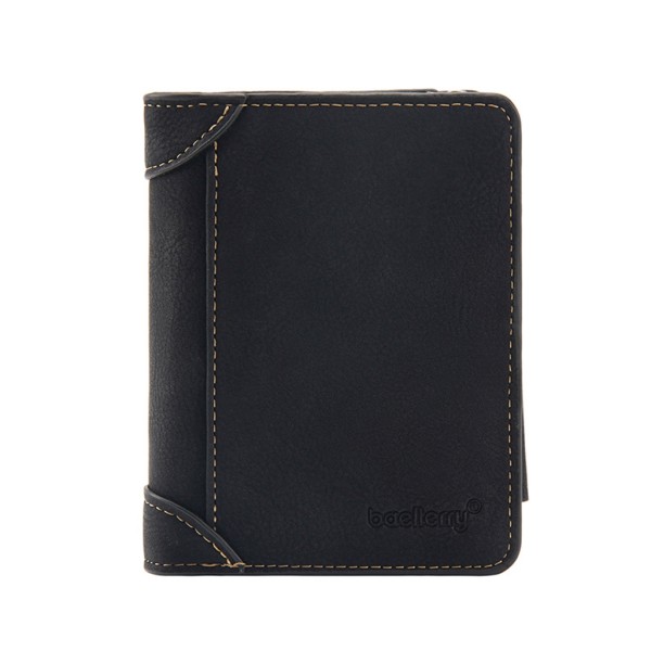 Herr Kort plånbok PU-läder Vintage plånbok Kreditkortshållare Myntplånbok Affärsplånbok för män Black