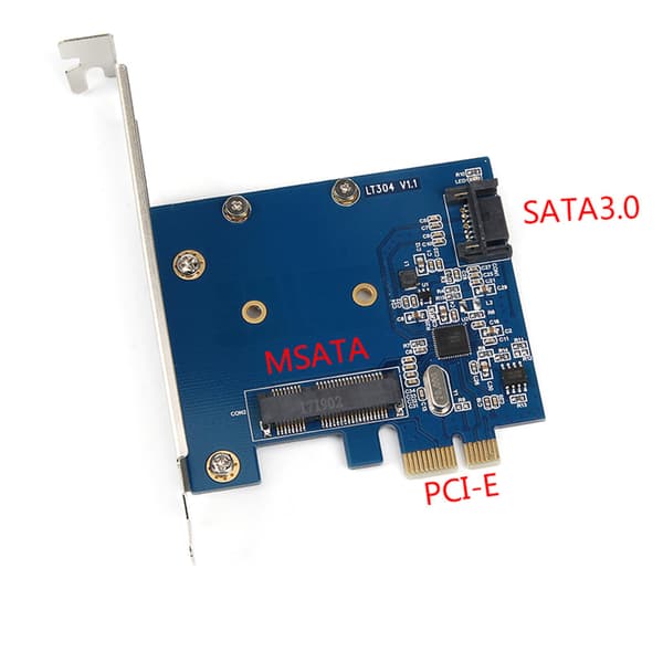 PCIe SATA MSATA SSD Adapter SATA 3.0 Kontroller Utvidelseskort for Stasjonær PC