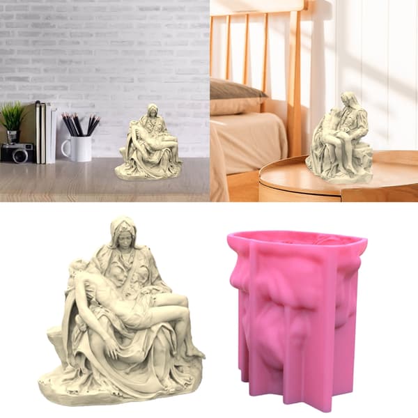 Pieta Statue Lysfremstillingsforme, 3D Håndlavet Sæbeform, Stand Ornamentforme